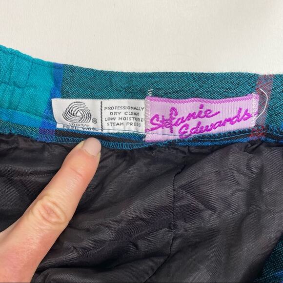 Stephanie Edwards Vintage Wool Plaid Pleated Midi Skirt - Picture 4 of 14